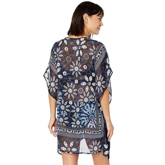 Bleu by Rod Beattie Take a Dip Blue Printed Caftan Cover-Up Size Large NWT - Picture 2 of 10